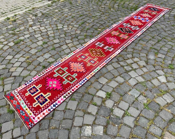 1,9 x 12, ft, Turkish rug, Vintage rug, Runner Rug, Hallway rug, Wool rug, Handmade rug, Carpet, Kilim, Home decor | 58 x 385 cm