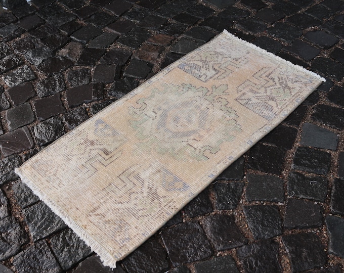 Bohemian rug, Small rug, Turkish rug, Doormat, Handmade rug, Wool rug, Carpet, Kilim, Home decor |45 x 91 cm = 1,4 x 2,9 ft