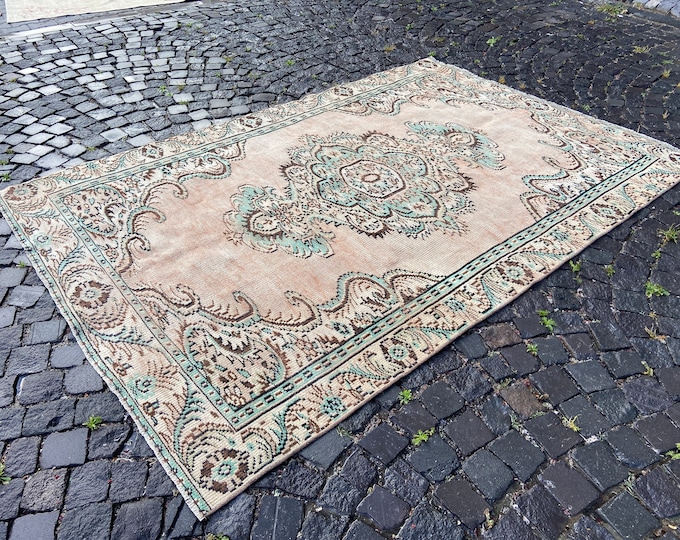 Ethnic rug, Handmade rug, Wool rug, Bohemian rug, Large rug, Turkish rug, Vintage rug, Carpet | 177 x 263 cm = 5,8 x 8,6 ft