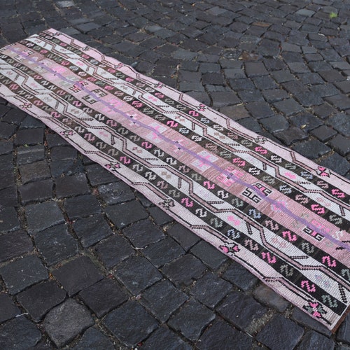 Bohemian rug, Turkish rug, Vintage shops rug, Runner Rug, Hallway rug, Wool rug, Handmade rug, Carpet, Kilim, | 55 x 203 cm = 1,8 x 6,6 ft
