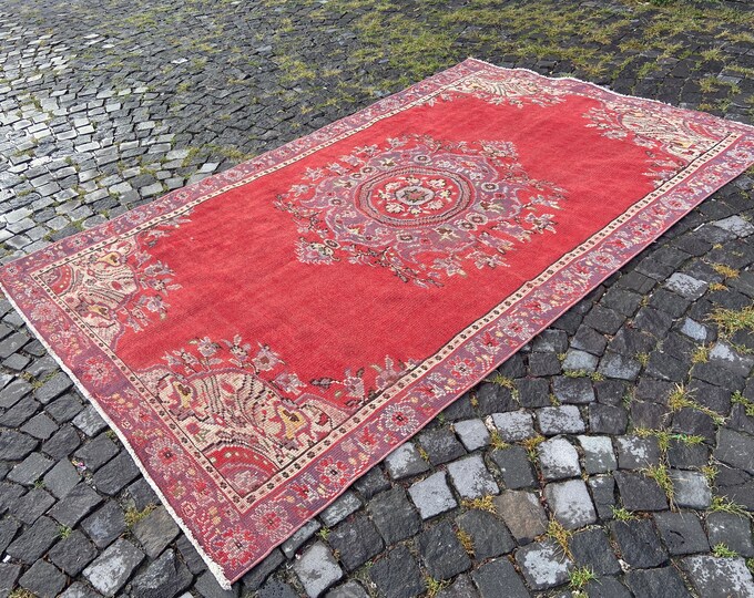 Large rug, Oushak  rug, Turkish rug, Vintage rug, Wool rug, Handmade rug, Carpet, Kilim, Home decor | 176 x 282 cm = 5,7 x 9,2 ft