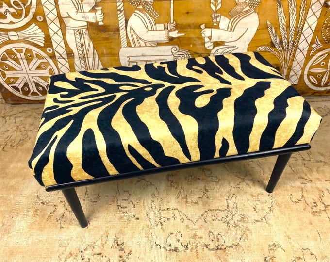 Handmade Ottoman Bench: Upholstered Turkish Rug, Boho Decor