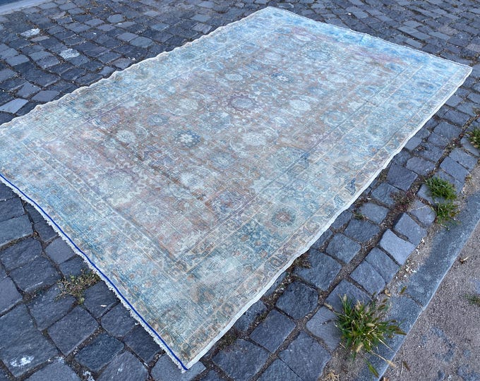 Turkish handmade rug, Bohemian wool rug, Kitchen carpet, Decor rug, Entryway rug | 118 x 210 cm = 3,8 x 6,8 ft