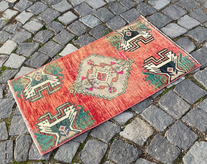 1,5 x 2,7 ft, Boho decor, Turkish rug, Vintage rug, Small Rug, Home decor, Wool rug, Handmade rug, Carpet, Kilim 47 x 84 cm