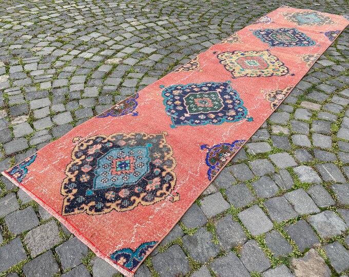 Vintage rug, Turkish rug, Runner Rug, Hallway rug, Wool rug, Handmade rug, Carpet, Kilim, Home decor 74 x 323 cm = 2,4 x 10, ft