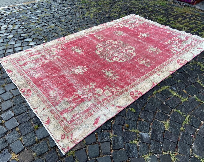 Home decor, Vintage rug, Large rug, Turkish rug, Oushak  rug, Wool rug, Handmade rug, Carpet, Kilim | 171 x 269 cm = 5,6 x 8,8 ft