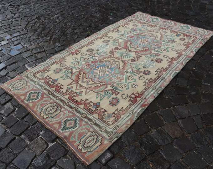Area Rug, Turkish rug, Home decor, Vintage rug, Wool rug, Handmade rug, Carpet, Kilim | 3.6 x 6.8 ft = 110 x 210 cm