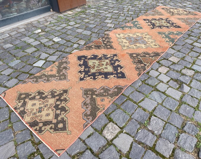 Bohemian rug, Turkish rug, Vintage rug, Runner Rug, Hallway rug, Wool rug, Handmade rug, Carpet, Kilim | 80 x 299 cm = 2,6 x 9,8 ft