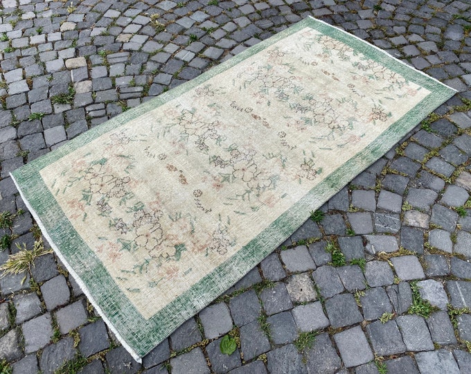 Area rug , Vintage rug, Turkish rug, Wool rug,  Boho decor, Handmade Carpet | 102 x 199 cm = 3,3 x 6,5 ft