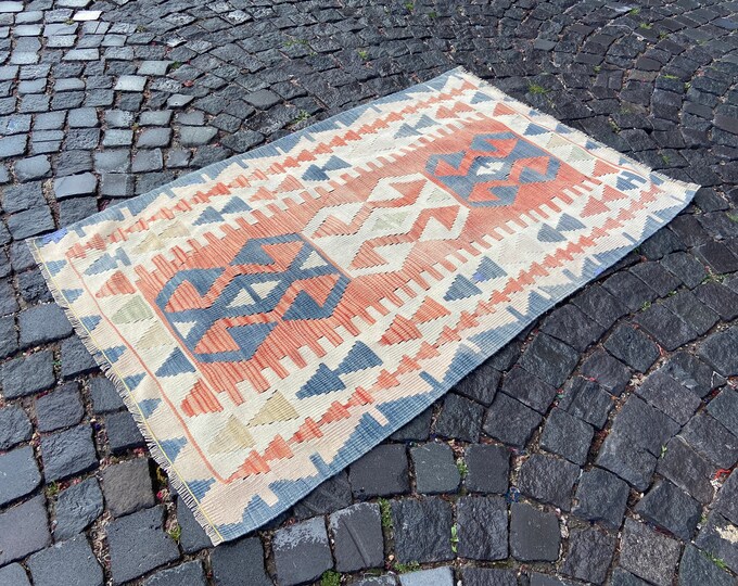 3,3 x 5,3 ft, Area kilim, Vintage kilim rug, Turkish kilim rug, Kilim rug, Handmade kilim, Wool kilim, Carpet | 103 x 162 cm
