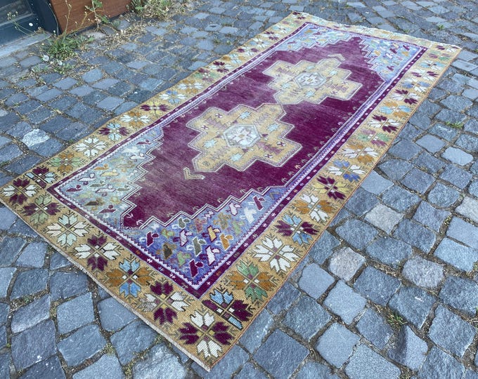 Area Rug, Turkish rug, Home decor, Vintage rug, Wool rug, Handmade rug, Carpet, Kilim |105 x 210 cm = 3,4 x 6,8 ft