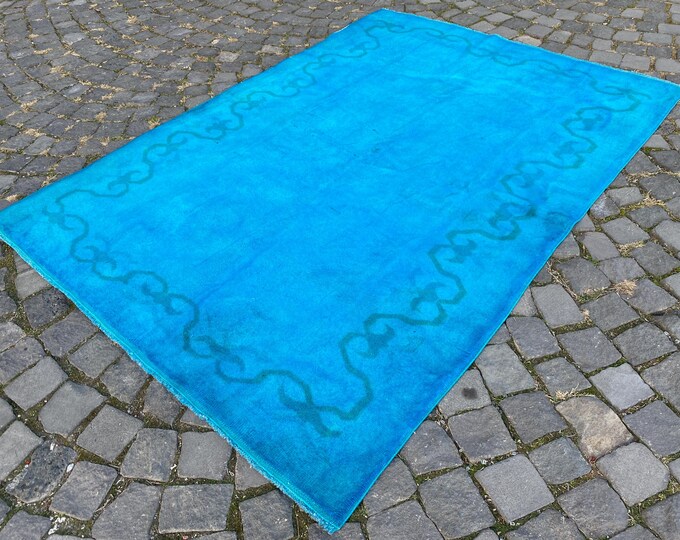 Turkish rug, Vintage rug,  Area rug , Wool rug,  Boho decor, Handmade Carpet | 137 x 193 cm = 4,4 x 6,3 ft