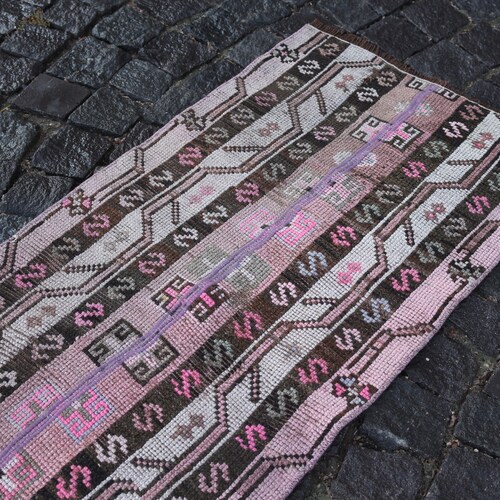 Bohemian rug, Turkish rug, Vintage shops rug, Runner Rug, Hallway rug, Wool rug, Handmade rug, Carpet, Kilim, | 55 x 203 cm = 1,8 x 6,6 ft