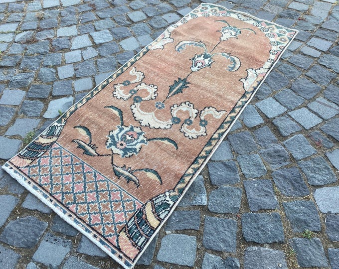 Turkish rug, Vintage rug, Runner Rug, Hallway rug, Wool rug, Handmade rug, Carpet, Kilim, Home decor | 59 x 136 cm = 1,9 x 4,4 ft