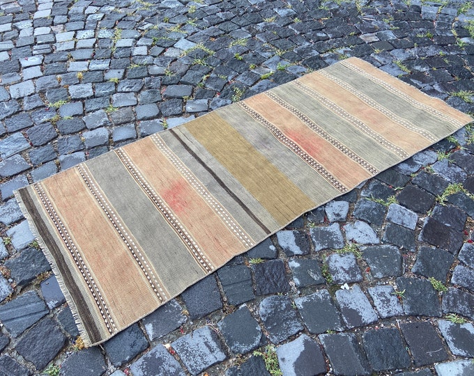 Interior Décor, Vintage rug, Kilim, Ethnic rug, Wool rug, Runner rug, Natural dyed rug, Carpet, Anatolian rug | 68 x 165 cm = 2,2 x 5,4 ft