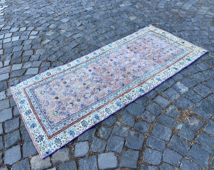 Turkish silk rug, Handmade bohemian area rug, Turkish kitchen rug, Decor rug 77 x 168 cm = 2,5 x 5,5 ft