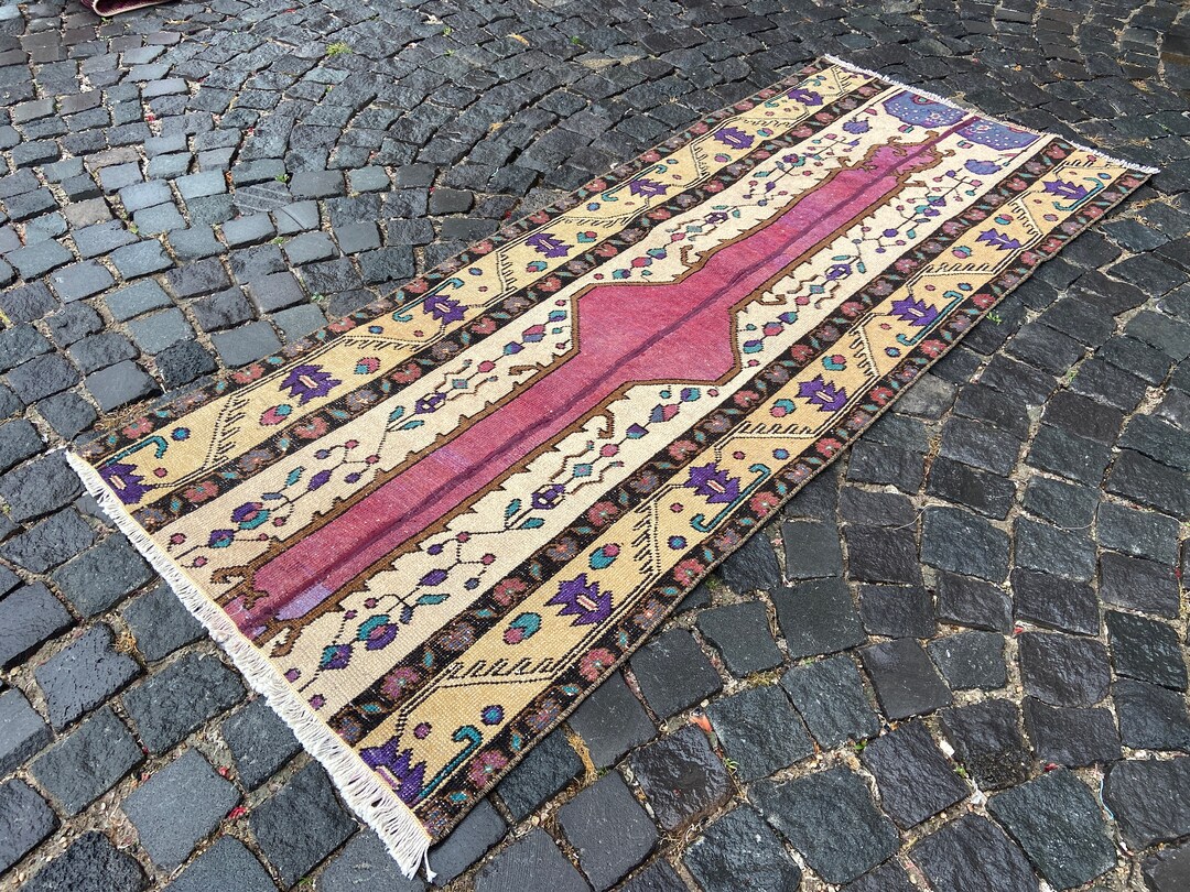 Patchwork Runner Rug, Turkish Vintage Rug, Hallway Handmade Wool Carpet ...