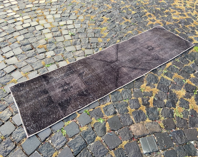 Over dyed rug, Bohemian rug, Turkish rug, Vintage rug, Runner Rug, Hallway rug, Wool rug, Handmade rug, Carpet | 57 x 202 cm = 1,8 x 6,6 ft