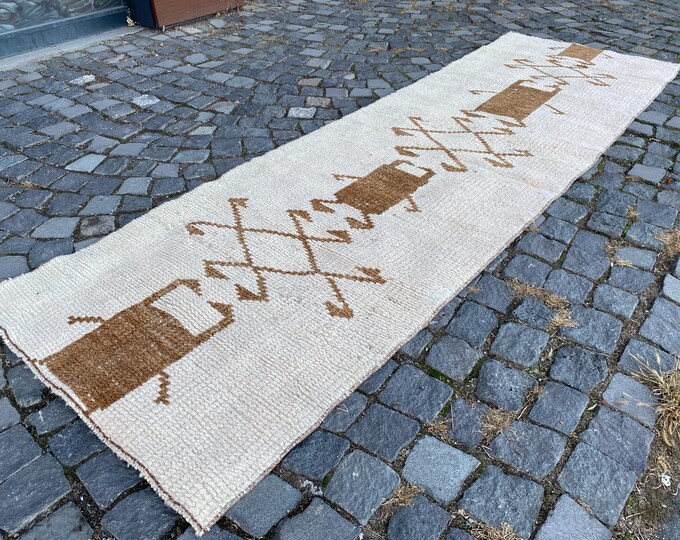 handmade area rug  turkish handmade rug bedroom rugs  turkish rug vintage area  antique rug  floral rug | 85 x 272 cm = 2,7 x 8,9 ft