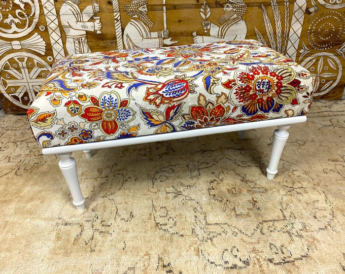 Handmade Ottoman, Bench, Custom Size, Turkish Rug Bench, Upholstered Bench, Boho Decor, Piano Seat, Dining Table Bench Bedroom Hallway Bench
