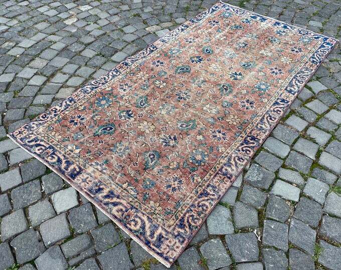 Handmade wool rug, Bohemian area rugs, Turkish vintage rugs, Decor rugs, Living room rug | 105 x 198 cm = 3,4 x 6,4 ft