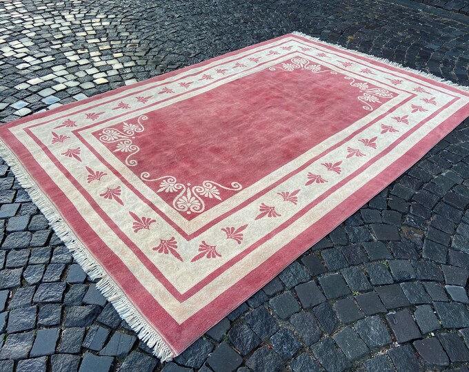 Handmade rug, Carpet, Large rug, Turkish rug, Vintage rug, Oushak  rug, Wool rug,  Kilim, Home decor | 205 x 297 cm = 6,7 x 9,7 ft