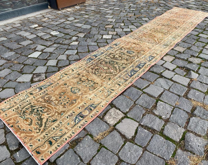 Oushak rug, Turkish vintage rug, Carpet, Bohemian runner rug, Decor rug, Hand-knotted rug | 55 x 290 cm = 1,8 x 9,5 ft