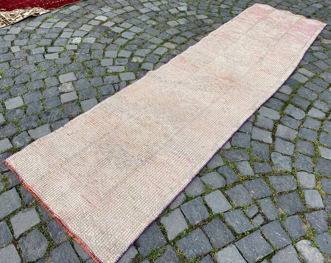 Handmade wool rug, Turkish vintage rug, Entryway rug, Kitchen rug, Red runner rug, Bohemian home decor |74 x 274 cm = 2,4 x 8,9 ft