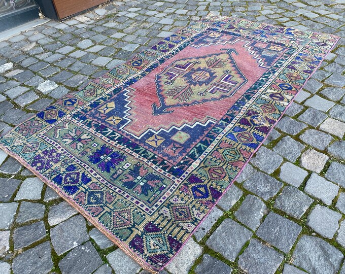 Turkish handmade rug, Bohemian wool rug, Kitchen carpet, Decor rug, Entryway rug | | 95 x 176 cm = 3,1 x 5,7 ft