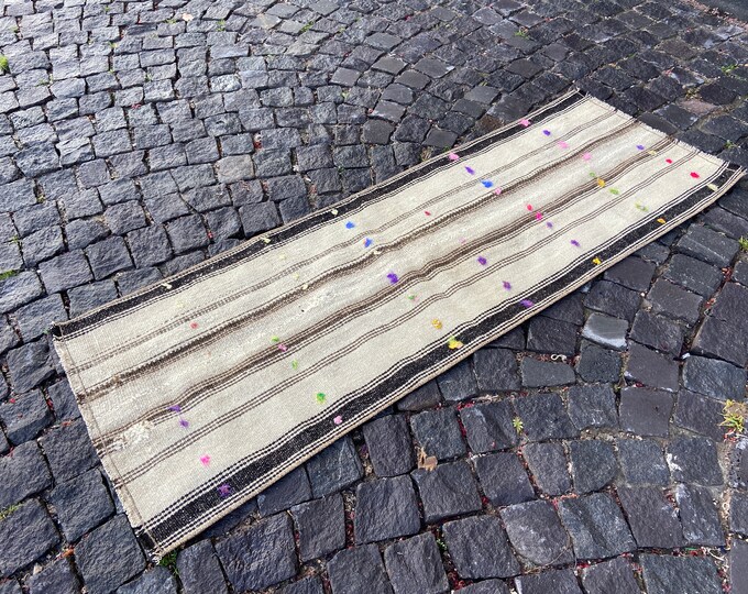 1,9 x 5,5 ft, Boho rug, Turkish kilim, Natural dyed rug, Wool rug, Handmade kilim, Carpet, Bohemian kilim,  Runner kilim | 59 x 168 cm