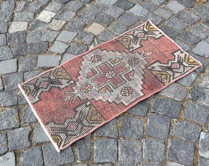 Doormat,  Turkish rug, Vintage rug, Small Rug, Home decor, Wool rug, Handmade rug, Carpet, Kilim 43 x 83 cm = 1,4 x 2,7 ft