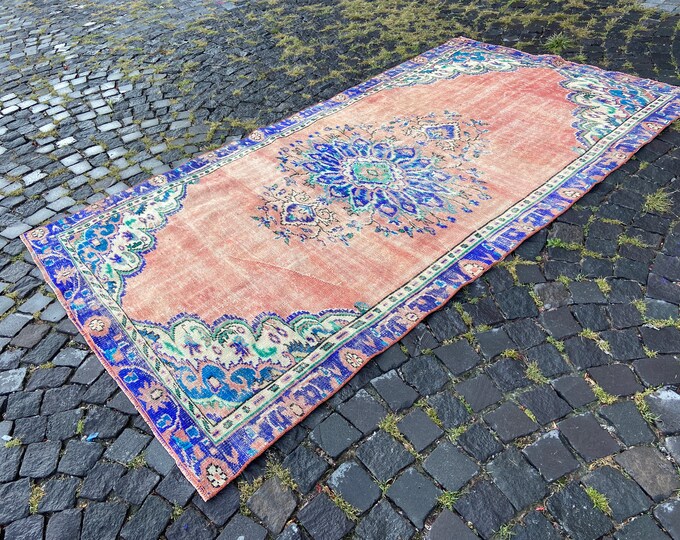 Handmade wool rug, Large rug, Turkish rug, Bohemian rug, Organic rug, Vintage rug, Carpet, Decor rug | 149 x 273 cm = 4,8 x 8,9 ft