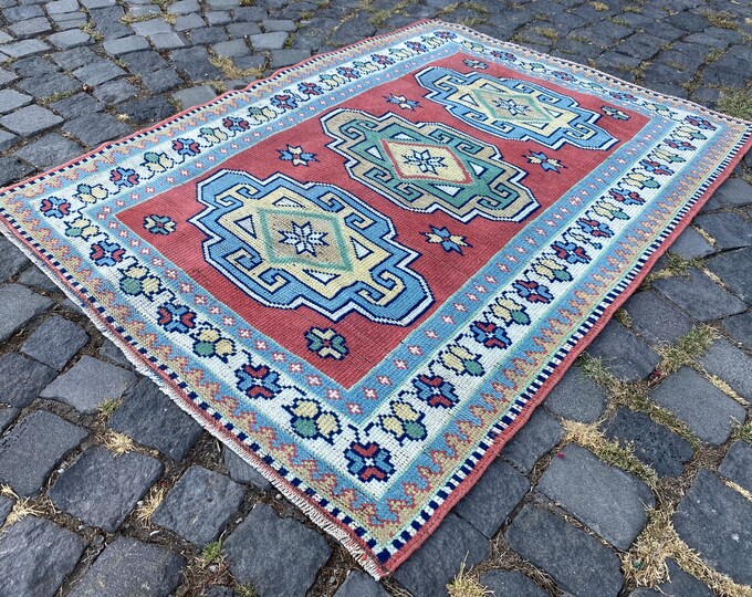 Vintage rug, Area Rug, Turkish rug, Home decor, Wool rug, Handmade rug, Carpet, Kilim 98 x 130 cm = 3,2 x 4,2 ft