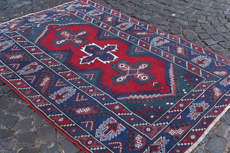 Area Rug Kilim Home decor Wool rug Turkish rug Carpet Handmade rug Vintage rug 4.3 x 6.4 ft = 133 x 198 cm