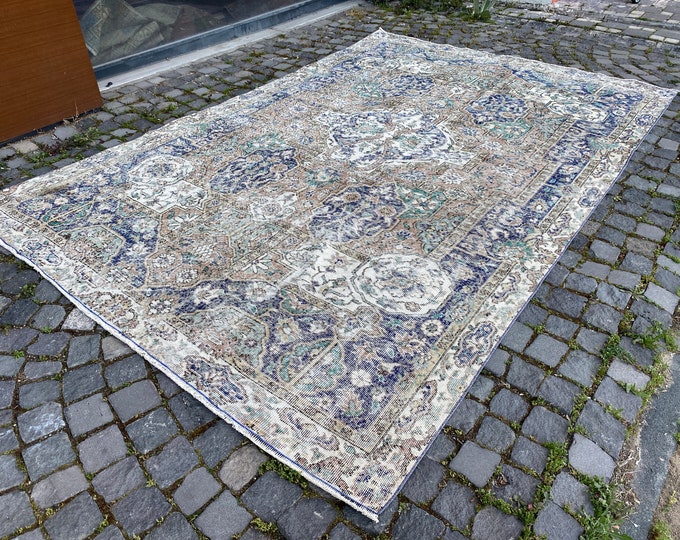 Turkish rug, Vintage rug, Large rug, Oushak  rug, Wool rug, Handmade rug, Carpet, Kilim, Home decor | 180 x 271 cm = 5,9 x 8,8 ft