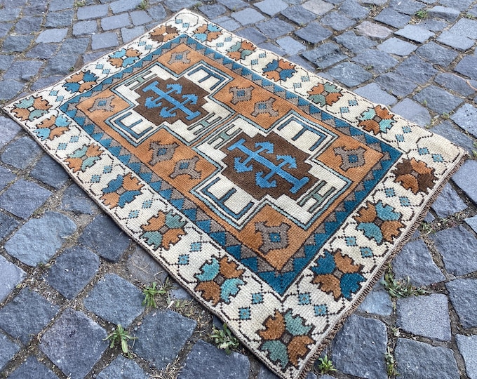 Vintage area rug, Home decor rug, Wool handmade rug, Bohemian kitchen rug | | 72 x 108 cm = 2,3 x 3,5 ft