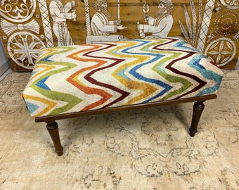 Handmade Ottoman, Bench, Custom Size, Turkish Rug Bench, Upholstered Bench, Boho Decor, Piano Seat, Dining Table Bench Bedroom Hallway Bench