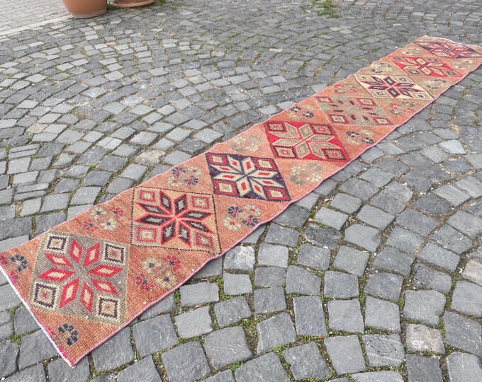 1,6 x 10 ft housewarming rug handmade area rug  turkish handmade rug bedroom rugs  turkish rug vintage area  antique rug  floral rug