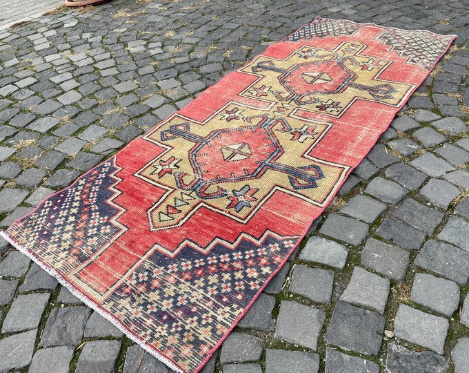 Oushak rug, Turkish vintage rug, Carpet, Bohemian runner rug, Decor rug, Hand-knotted rug | 80 x 216 cm = 2,6 x 7,0 ft