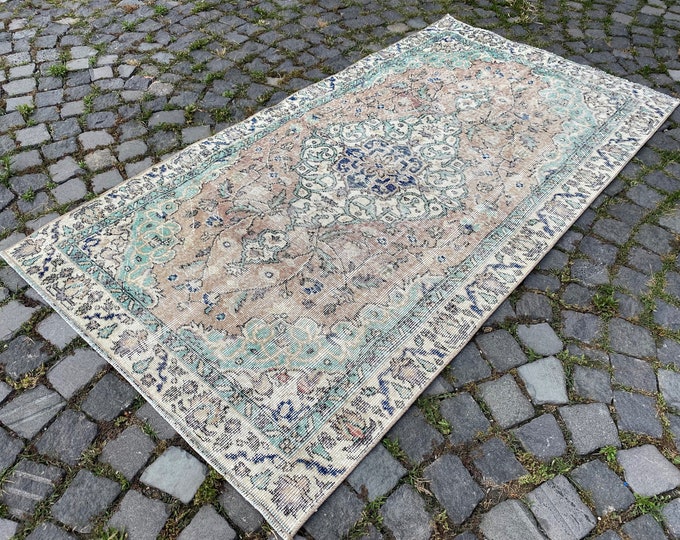 Oriental rug, Turkish rug, Vintage rug, Area Rug, Home decor, Wool rug, Handmade rug, Carpet, Kilim, Decor rug 112 x 205 cm = 3,6 x 6,7 ft