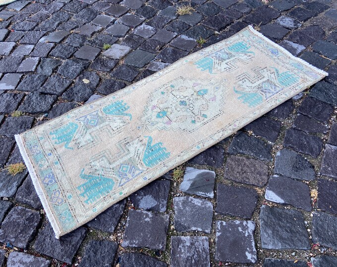 Handmade rug, Turkish rug, Vintage rug, Small Rug, Doormat, Home decor, Wool rug, Carpet, Kilim | 43 x 107 cm = 1,4 x 3,5 ft