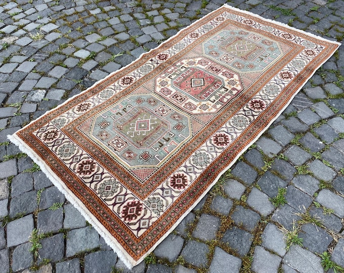 Natural dyed rug, Turkish rug, Area rugs, Vintage rugs, Kitchen rug, Decor rug, Turkish carpet | 96 x 187 cm = 3,1 x 6,1 ft
