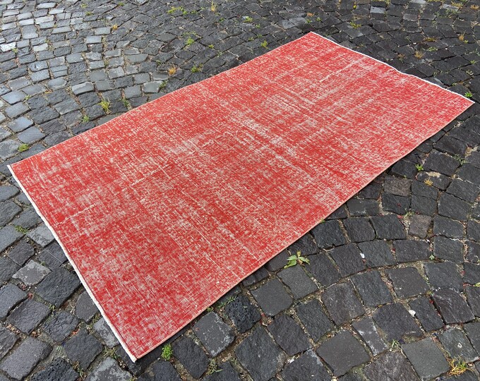 3,5 x 6,1 ftOver-dyed rug, Bohemian rug, Area Rug, Turkish rug, Home decor, Vintage rug, Wool rug, Handmade rug, Carpet | 108 x 187 cm