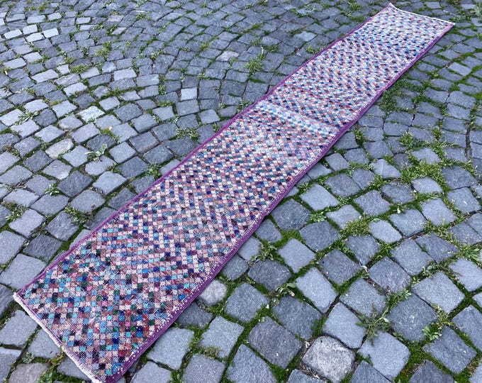 1,5 x 8,5 ft housewarming rug handmade area rug  turkish handmade rug bedroom rugs  turkish rug vintage area  antique rug  floral rug