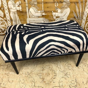 Handgemaakte gestreepte poef, aangepast formaat, boho-decor Modern Black Leg