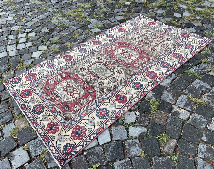 3,1 x 5,8 ft,Wool rug, Area Rug, Turkish rug, Home decor, Vintage rug,  Handmade rug, Carpet, Kilim | 96 x 179 cm