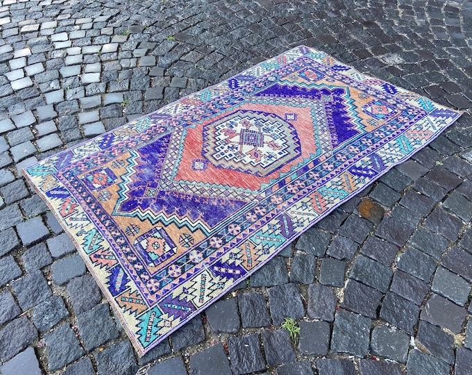 Vintage rug, Area Rug, Turkish rug, Home decor, Wool rug, Handmade rug, Carpet, Kilim | 101 x 170 cm = 3,3 x 5,5 ft
