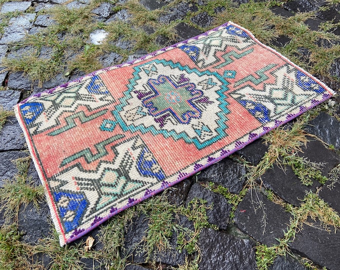 Handmade rug, Bohemian rug, Turkish rug, Natural dyed rug, Carpet, Ethnic rug, Decor rug | 46 x 76 cm = 1,5 x 2,4 ft