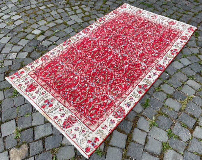 Bohemian rug, Turkish vintage rug, Area rug, Home decor, Wool rug, Handmade rug, Carpet, Kilim | 106 x 187 cm = 3,4 x 6,1 ft