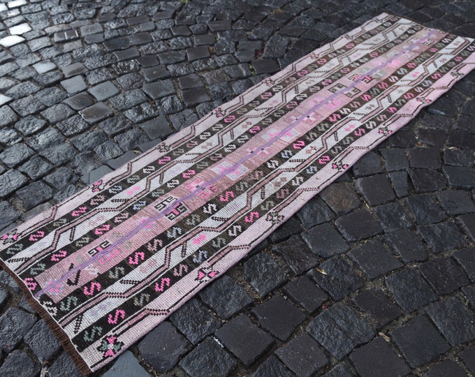 Bohemian rug, Turkish rug, Vintage rug, Runner Rug, Hallway rug, Wool rug, Handmade rug, Carpet, Kilim, |  55 x 203 cm = 1,8 x 6,6 ft